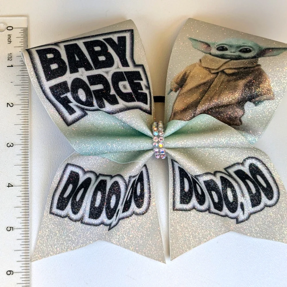 🎃 Baby Yoda Grogu Glittery Hair Bow Tie Handmade